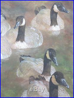 ORIGINAL Vintage Robert Stack SIGNED Goose Convoy Watercolor Painting NR yqz