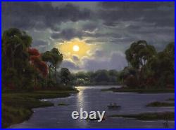 Oil Painting Original Vintage Florida Highwaymen Like Art Wetlands MAX COLE 0173