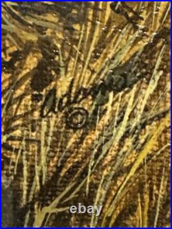 Oil Painting of Fox Hunt Scene Framed 42 x 30 artist signed Adam-Vintage