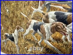 Oil Painting of Fox Hunt Scene Framed 42 x 30 artist signed Adam-Vintage