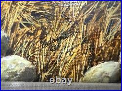 Oil Painting of Fox Hunt Scene Framed 42 x 30 artist signed Adam-Vintage