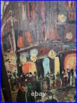 Oil painting on canvas, signed S. Piastro, Paris scene, vintage, 29x25withframe