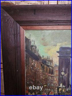 Oil painting on canvas, signed S. Piastro, Paris scene, vintage, 29x25withframe