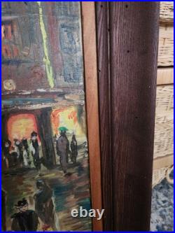 Oil painting on canvas, signed S. Piastro, Paris scene, vintage, 29x25withframe