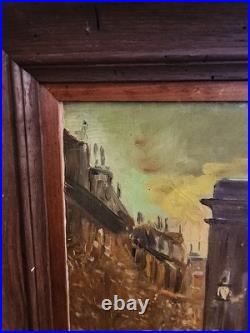 Oil painting on canvas, signed S. Piastro, Paris scene, vintage, 29x25withframe