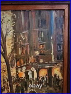 Oil painting on canvas, signed S. Piastro, Paris scene, vintage, 29x25withframe