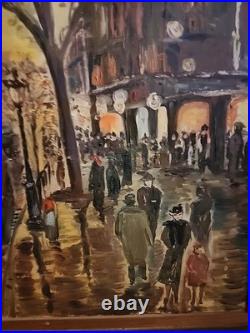 Oil painting on canvas, signed S. Piastro, Paris scene, vintage, 29x25withframe