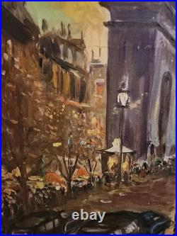 Oil painting on canvas, signed S. Piastro, Paris scene, vintage, 29x25withframe
