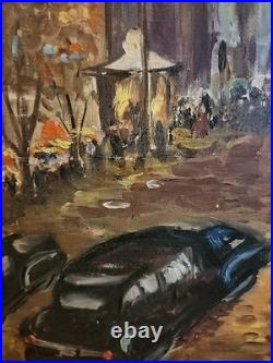 Oil painting on canvas, signed S. Piastro, Paris scene, vintage, 29x25withframe