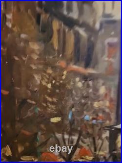 Oil painting on canvas, signed S. Piastro, Paris scene, vintage, 29x25withframe