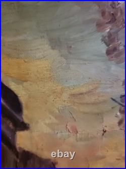 Oil painting on canvas, signed S. Piastro, Paris scene, vintage, 29x25withframe