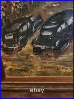 Oil painting on canvas, signed S. Piastro, Paris scene, vintage, 29x25withframe