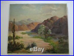 Old Desert Painting By Mary Schofield American Landscape Blooming Vintage 1960