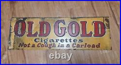 Old Gold Painted Metal Sign Vintage Not A Cough In A Carload