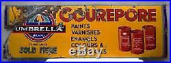 Old Gourepore Umbrella Brand Paint Varnish Color Vintage Enamel Porcelain Sign