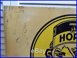 Old Unusual 1930s Vintage Paint Sign White Horn Weird Business 2 Sided Flange