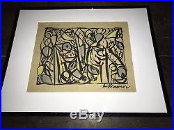 Old Vintage Drawing Painting Signed Lee Krasner American Artist