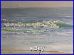 Old Vintage Oil Painting Florida Beach Coastal Landscape Seagull Dunes Ocean Art