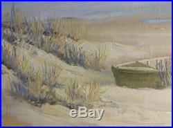 Old Vintage Oil Painting Florida Beach Coastal Landscape Seagull Dunes Ocean Art