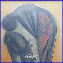 Oramas Signed Vintage Modernism Mother Child Maternal Figure Painting