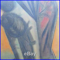 Oramas Signed Vintage Modernism Mother Child Maternal Figure Painting