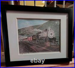 Orig Vtg Hand Painted Watercolor Train Art Signed Boys Room Decor Prof Frm & Mat Orig Vtg Hand Painted Watercolor Train Art Signed Boys Room Decor Prof Frm & Mat