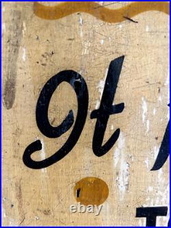 Original 1950s Vintage Hand Painted Shoe Shine Franks Advertising Trade Wood