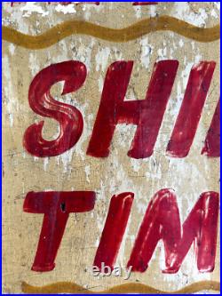 Original 1950s Vintage Hand Painted Shoe Shine Franks Advertising Trade Wood