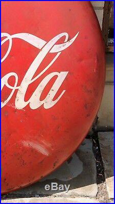 Original 48 Metal Painted Coca Cola Button Coke Sign Vtg Soda Pop Advertising