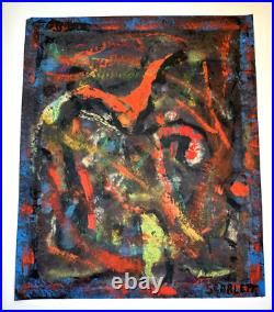 Original Abstract Painting Signed Scarlett Rolph Nonobjective Modern Vintage