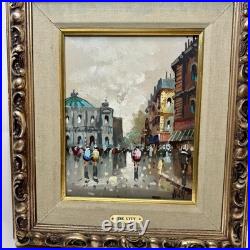 Original Antonio De Vity Oil On Canvas Paris Street Scene Signed By Artist, VTG