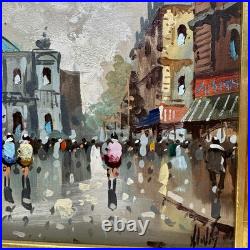 Original Antonio De Vity Oil On Canvas Paris Street Scene Signed By Artist, VTG