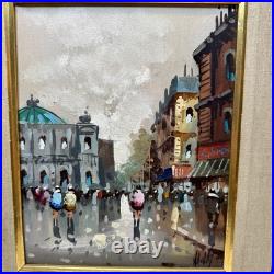 Original Antonio De Vity Oil On Canvas Paris Street Scene Signed By Artist, VTG