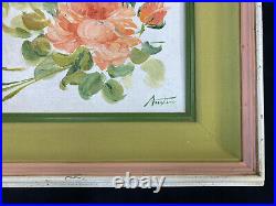 Original Austin Floral Modern Vintage Art Oil Painting on Canvas Signed & Dated