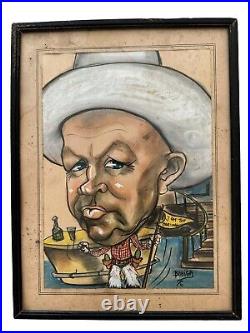 Original Caricature Painting Drowning (1976) Signed Bahiga(Bhiga) Thomassian VTG