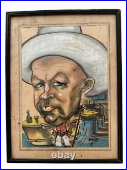 Original Caricature Painting Drowning (1976) Signed Bahiga(Bhiga) Thomassian VTG