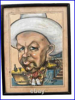 Original Caricature Painting Drowning (1976) Signed Bahiga(Bhiga) Thomassian VTG