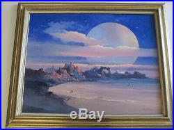 Original Donald A Peters Vintage Sci Fi Painting Space Craft Alien Planet Astro