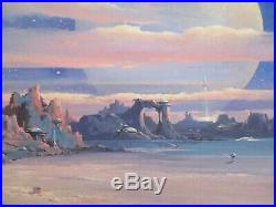 Original Donald A Peters Vintage Sci Fi Painting Space Craft Alien Planet Astro