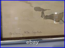 Original Eva Llorens Cape Cod Vintage Watercolor 1972 Pencil Signed & Framed