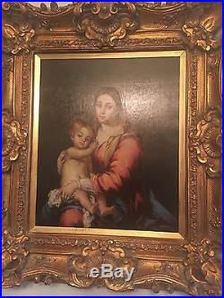 Original Framed Oil Painting on Canvas Madonna and Child Signed