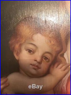 Original Framed Oil Painting on Canvas Madonna and Child Signed