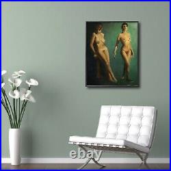 Original Jeff Barnes Vintage 16x20 Nude Figure Painting Women Oil On Hardboard