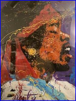 Original Jimi Hendrix Vintage Painting Signed By Famous Denny Dent 1991 Framed