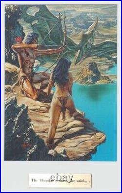 Original Joe Jusko Illustration Art Erb Painting Man & Cave Woman Vs Pterodactyl