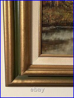 Original Oil Painting Canvas Signed NG Kozak Gilt Framed Nature Woods Stream VTG