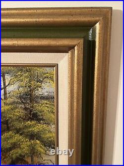 Original Oil Painting Canvas Signed NG Kozak Gilt Framed Nature Woods Stream VTG