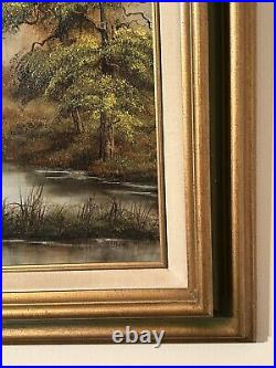 Original Oil Painting Canvas Signed NG Kozak Gilt Framed Nature Woods Stream VTG