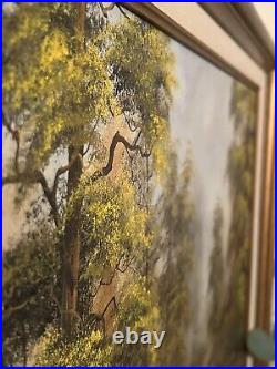 Original Oil Painting Canvas Signed NG Kozak Gilt Framed Nature Woods Stream VTG