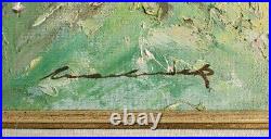 Original Oil Painting Forest Landscape Arch Bridge Vintage French Impressionist